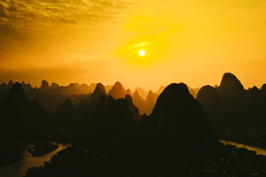 puesta del sol de la Montaña Laozhai