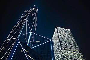 Fachada de la Torre del Banco de China de Hong Kong