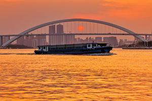 puesta del sol del Río Huangpu