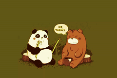 Un panda con su “hermanito”, oso