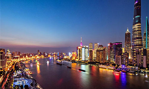 Paesaggio notturno della Città di Shanghai