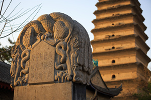 Stele nella zona scenica della Pagoda della Piccola Oca Selvatica